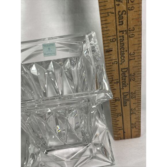 Party Lite~ Quad Prism Small Pedestal 5" Candle Holder 24% Lead Crystal - Picture 6 of 7